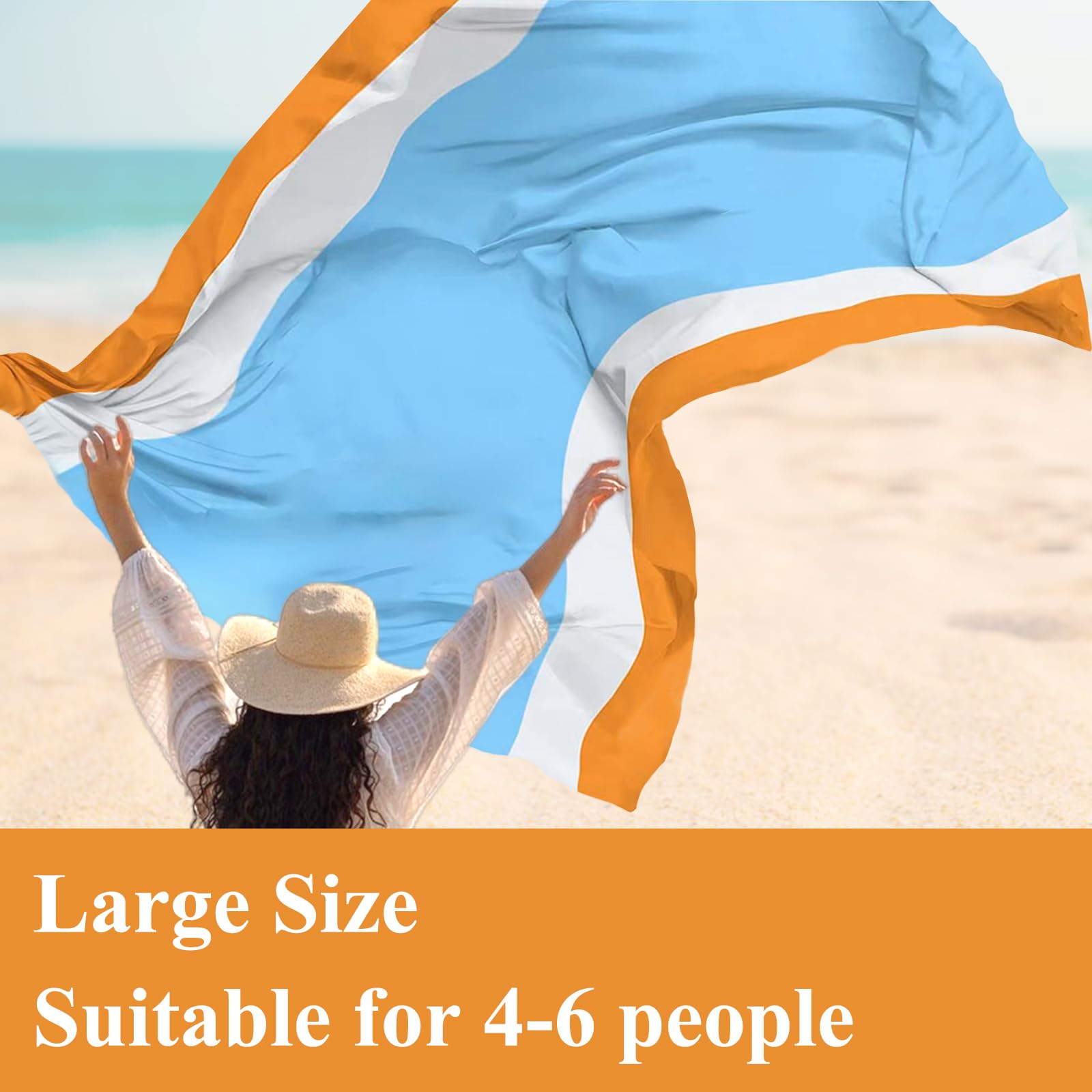 Coperta Spiaggia 200x210cm Anti-Sabbia - Leggera, Impermeabile, Con Picchetti E Sacca - Foto 11