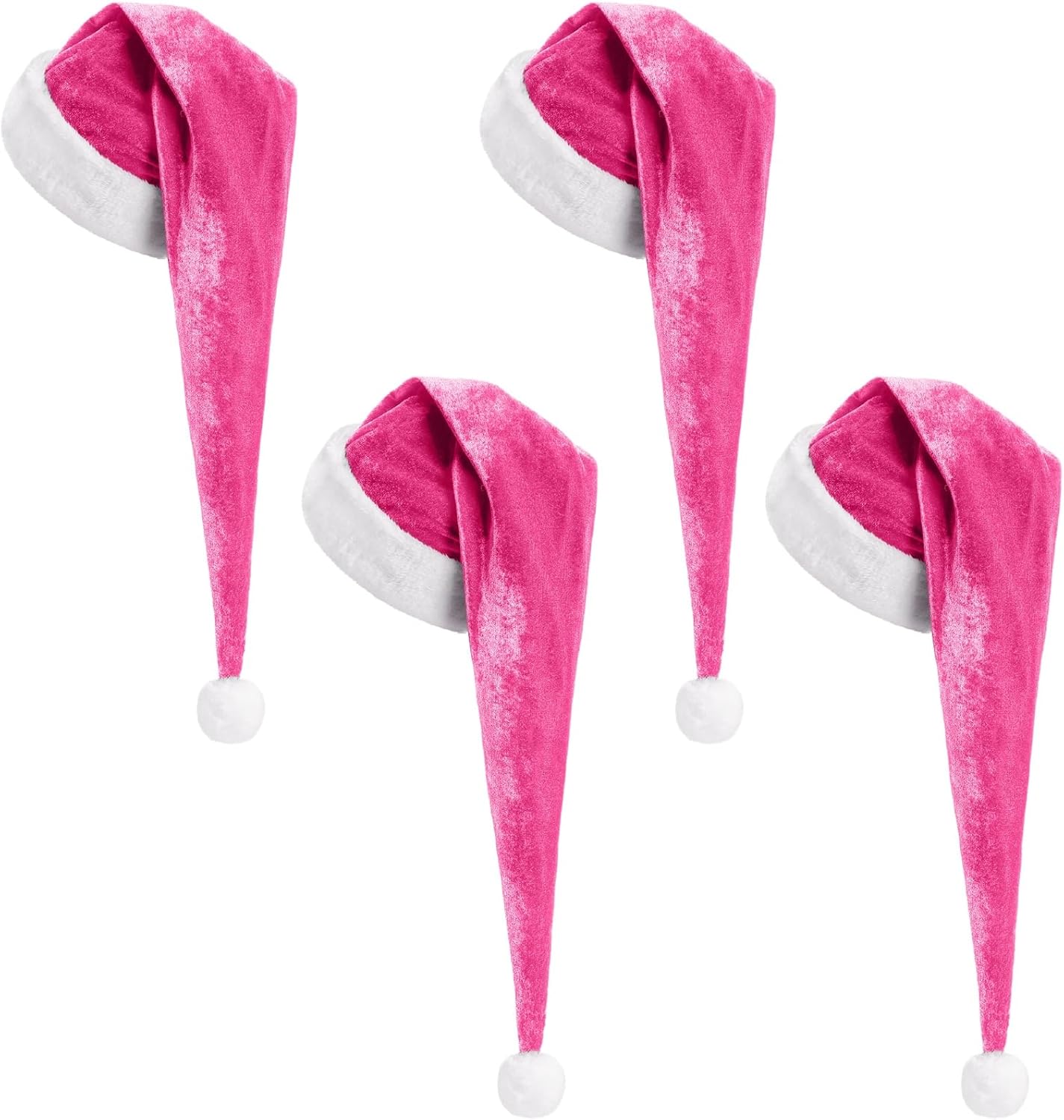 Cozypower 4 Pack Burgundy Santa Hats Velvet Long Unisex Extra Thicken Plush Christmas Hats for Adults Xmas New Year Gift