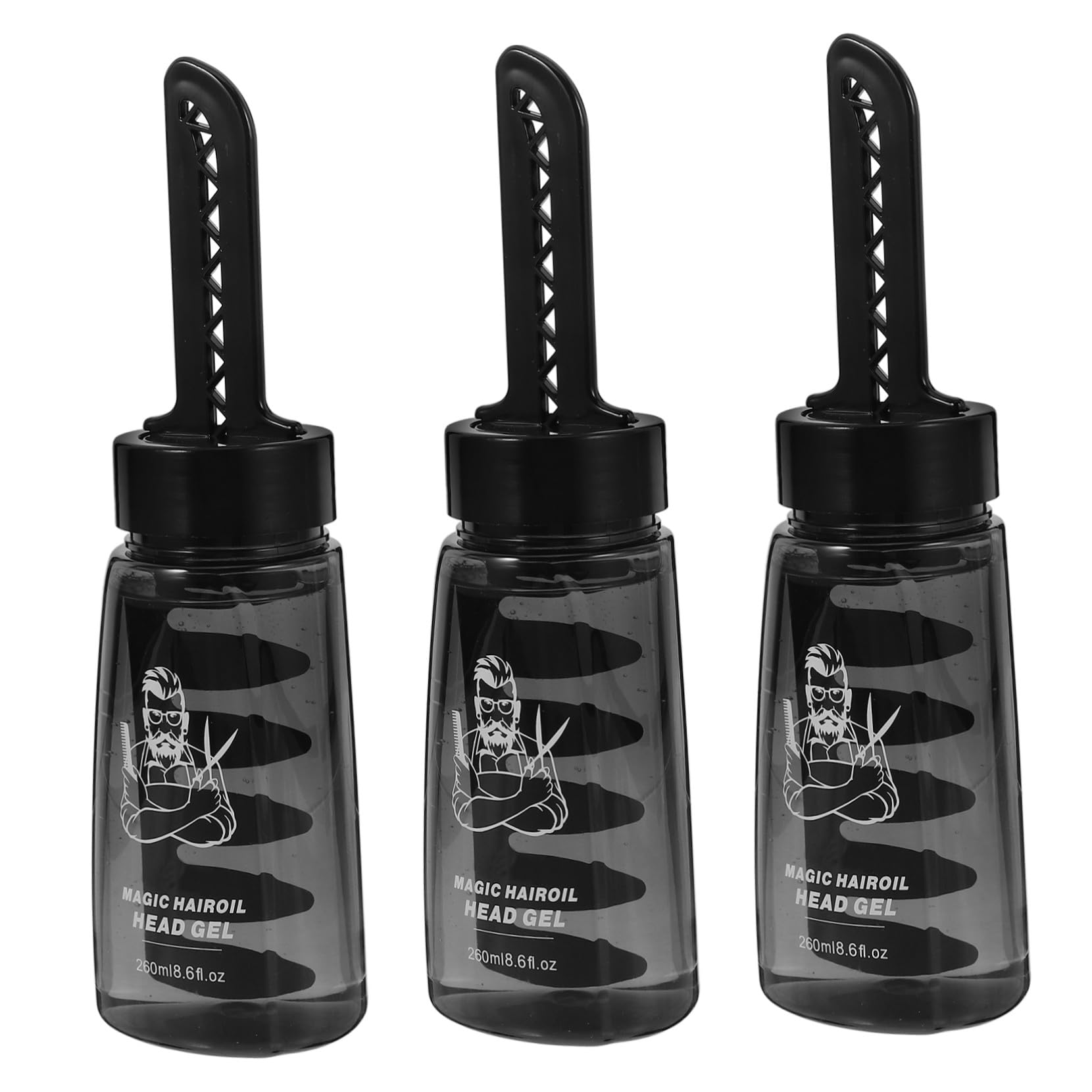 Leere Haarstyling Gel Flaschen Schwarz 260ml, 3 Stück-pack mit Kamm