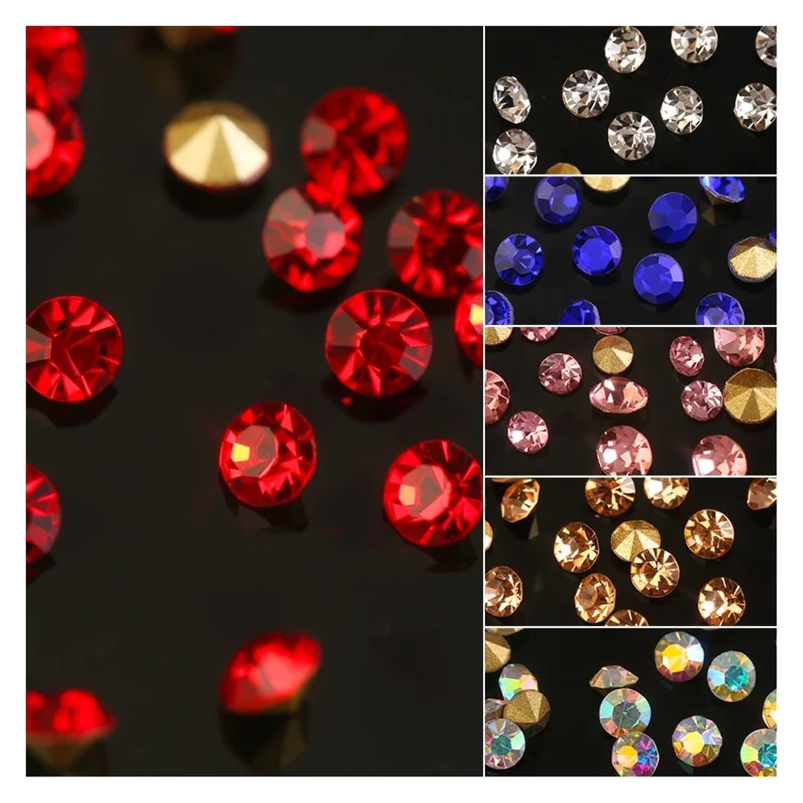 Hotfix Strass 1000 pezzi di strass for nail art in vetro super luminoso, con punta inferiore a, glitter, diamanti, accessori for manicure diverse dimensioni(Sapphire)