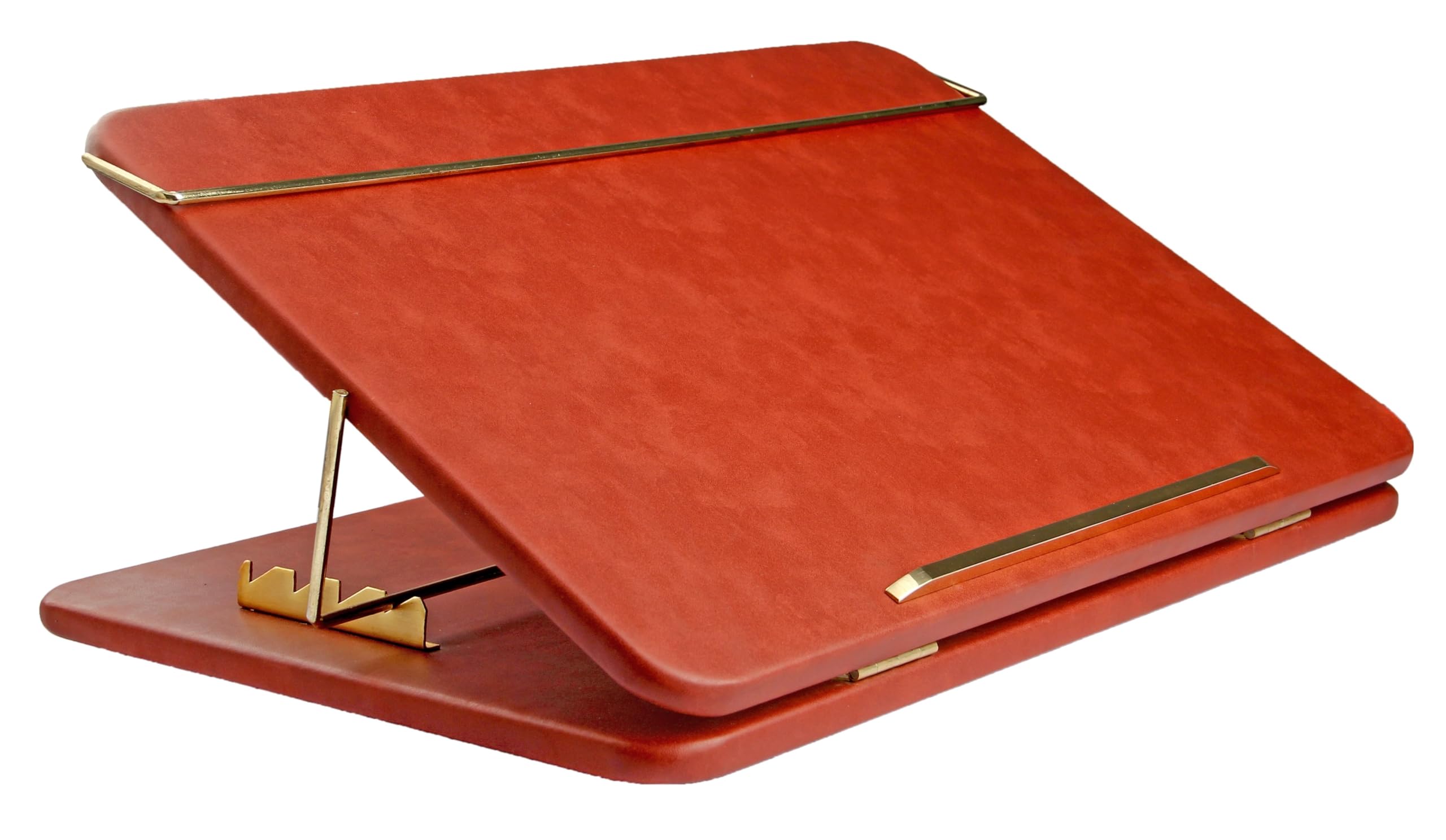 Tylos Leatherette Writing Desk Table Top Elevator | Writing Board Adjustable Height | Easy Reading | Portable Laptop Table | Office Table Top Elevator Writing Desk with Pen Holder 15x21 Inch (Orange)-image-19