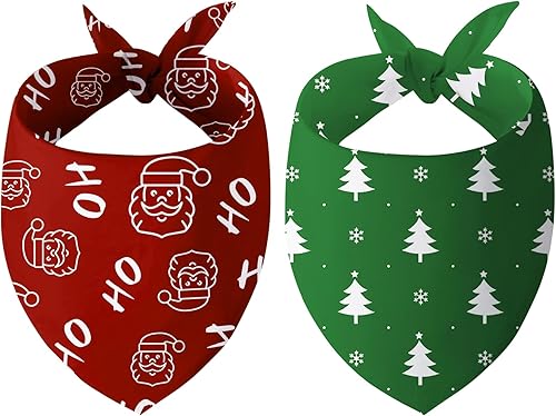 Paquete de 2 bandanas de Navidad para perro, de doble cara, a cuadros, muñeco de nieve, Papá Noel, bandana de Navidad para disfraz de cachorro,