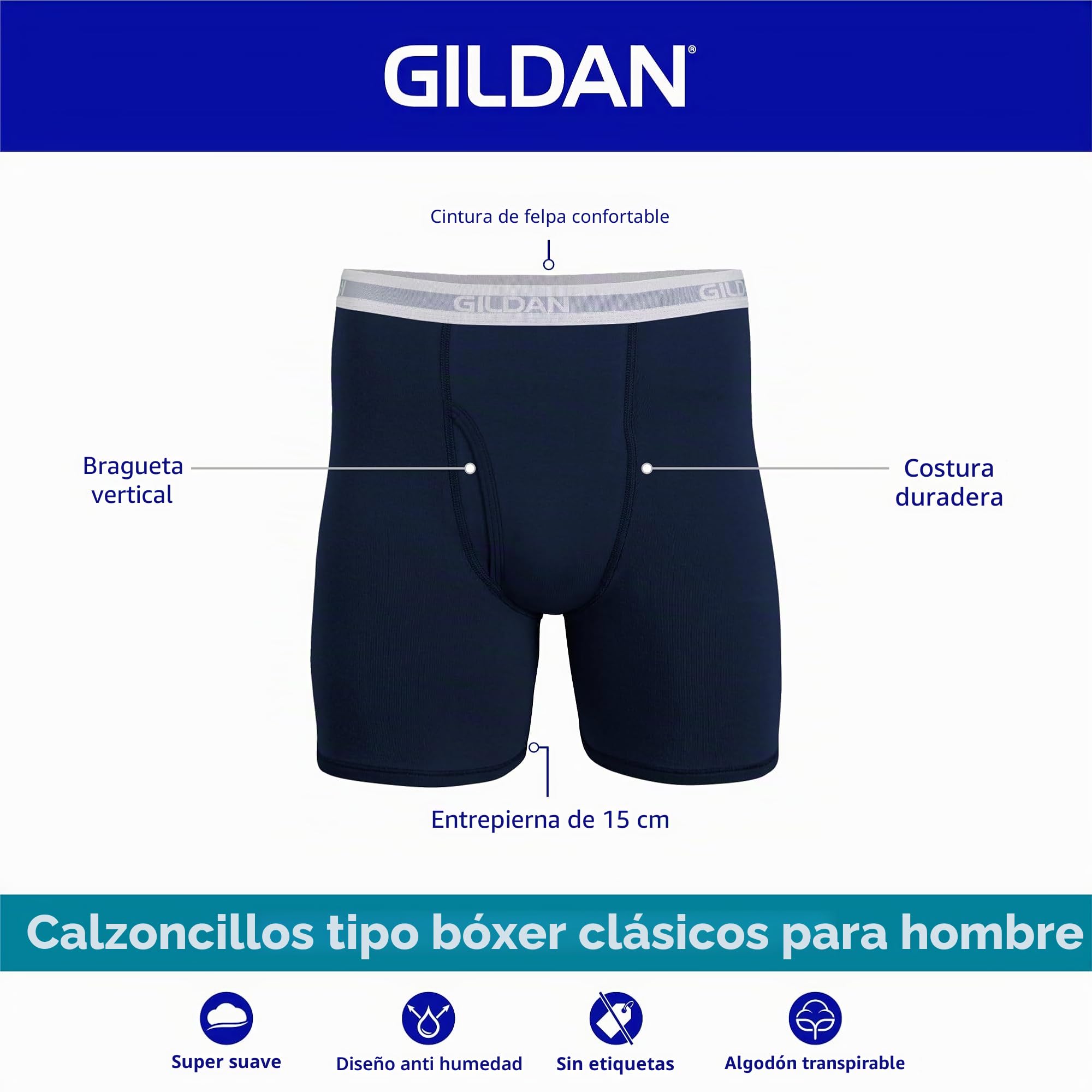 Gildan Regular Leg Boxer Brief Multipack Slip Hombre (Pack de 5)