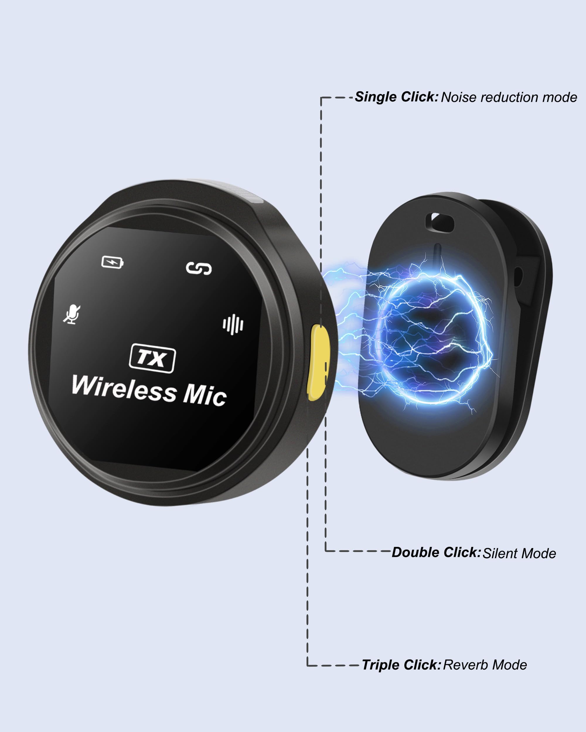 Micro cravate sans fil pour iPhone et Android – Mini micro Plug & Play avec suppression du bruit, longue durée de vie, transmission stable, idéal pour l'enregistrement vidéo, le vlogging et le