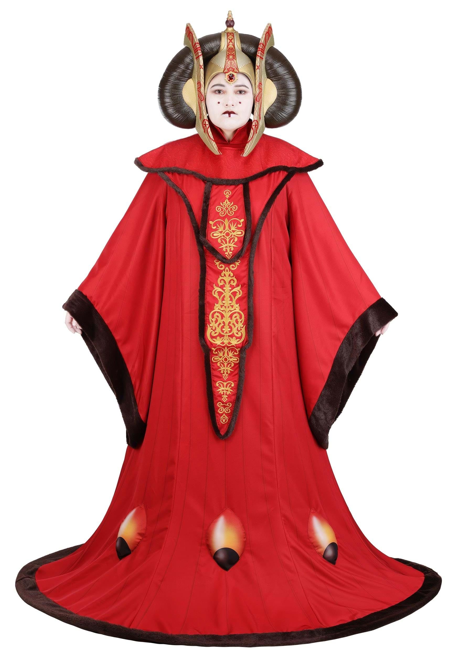 Womens Plus Size Deluxe Star Wars Queen Amidala Costume with Dress, Chest Piece, & Headpiece for Halloween Cosplay Fun