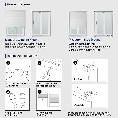 Miniatura 7 de Persiana celular de filtrado de luz para ventana, sin cordón, con protección UV, aislamiento fácil de instalar, para dormitorio, oficina, sala de