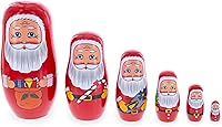 Vista 1 de BestPysanky Juego de 6 muñecas anidables de madera de Papá Noel de 5.5 pulgadas