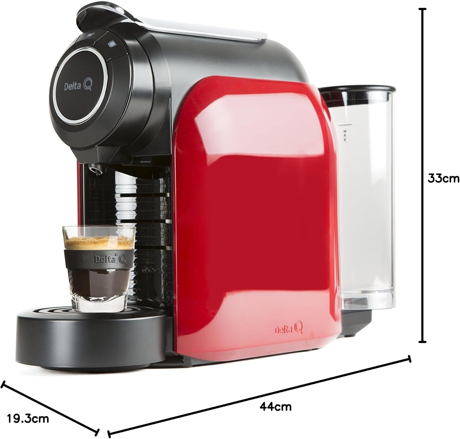 Delta Q 012872 qool Evolution-Macchina per caffè, colore: rosso, 44 x 19,3 x 33 cm