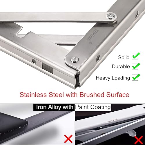 Miniatura 104 de YUMORE Soportes de estante plegables de 24 pulgadas, carga máxima: 330 libras de acero inoxidable resistente soporte de estante plegable para mesa