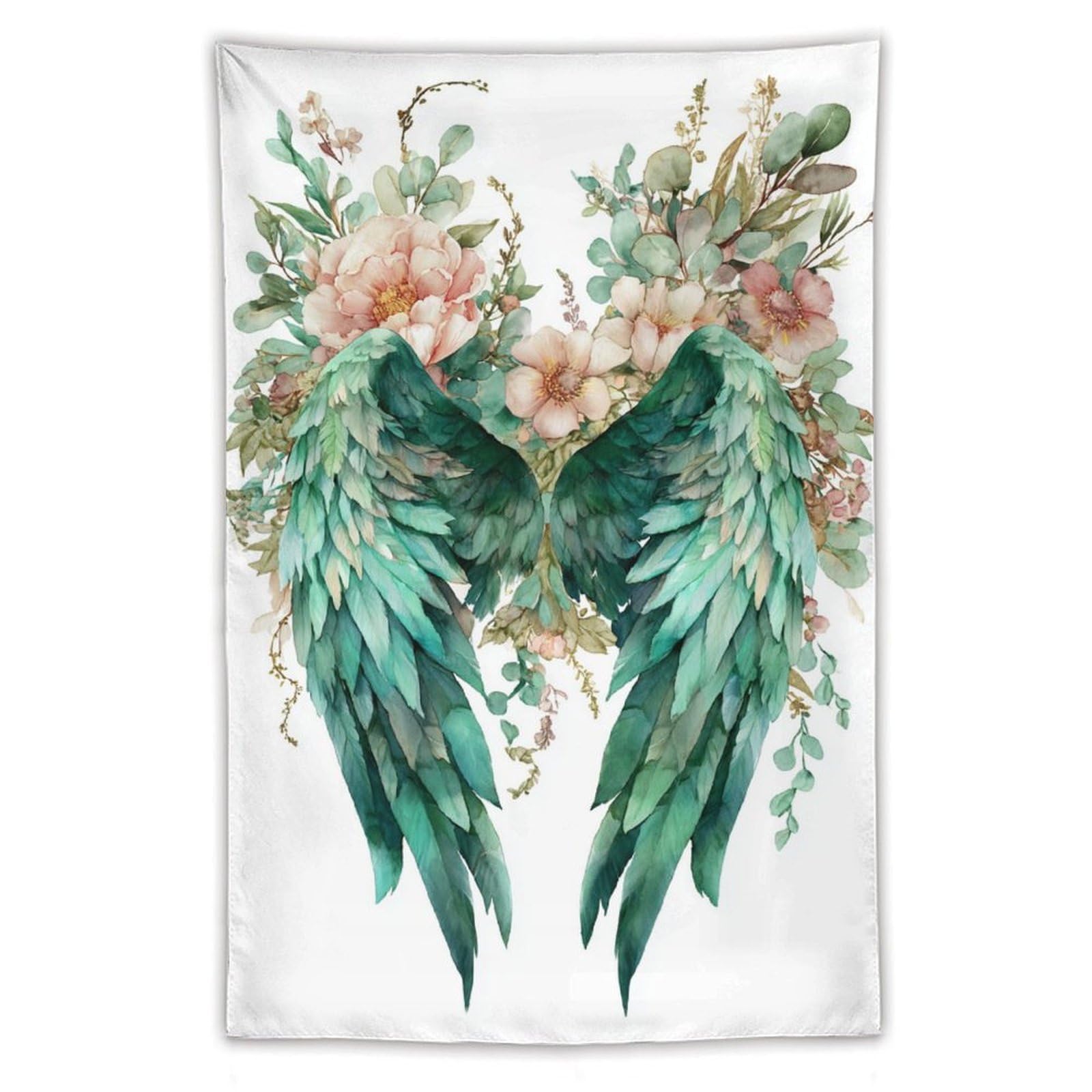Jubonexis Pair of Watercolor Wings with Botanical Tapestry Polyester Aesthetic Wall Hanging Bedroom Living Room Dorm Decor 40"x60"