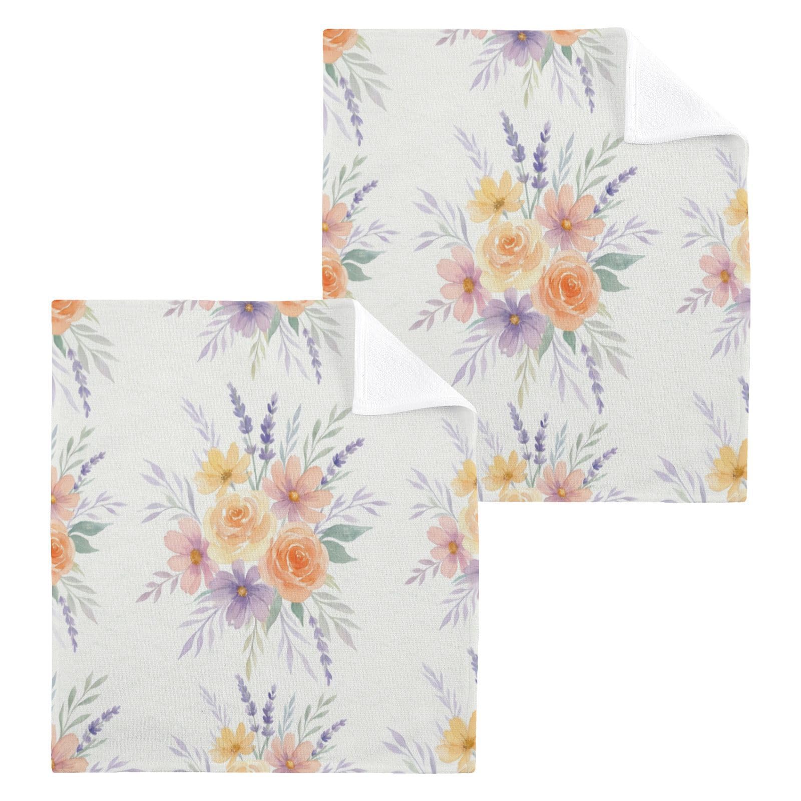 BOESI Floral Pattern 12x12in Cotton Washcloth,Face Towel