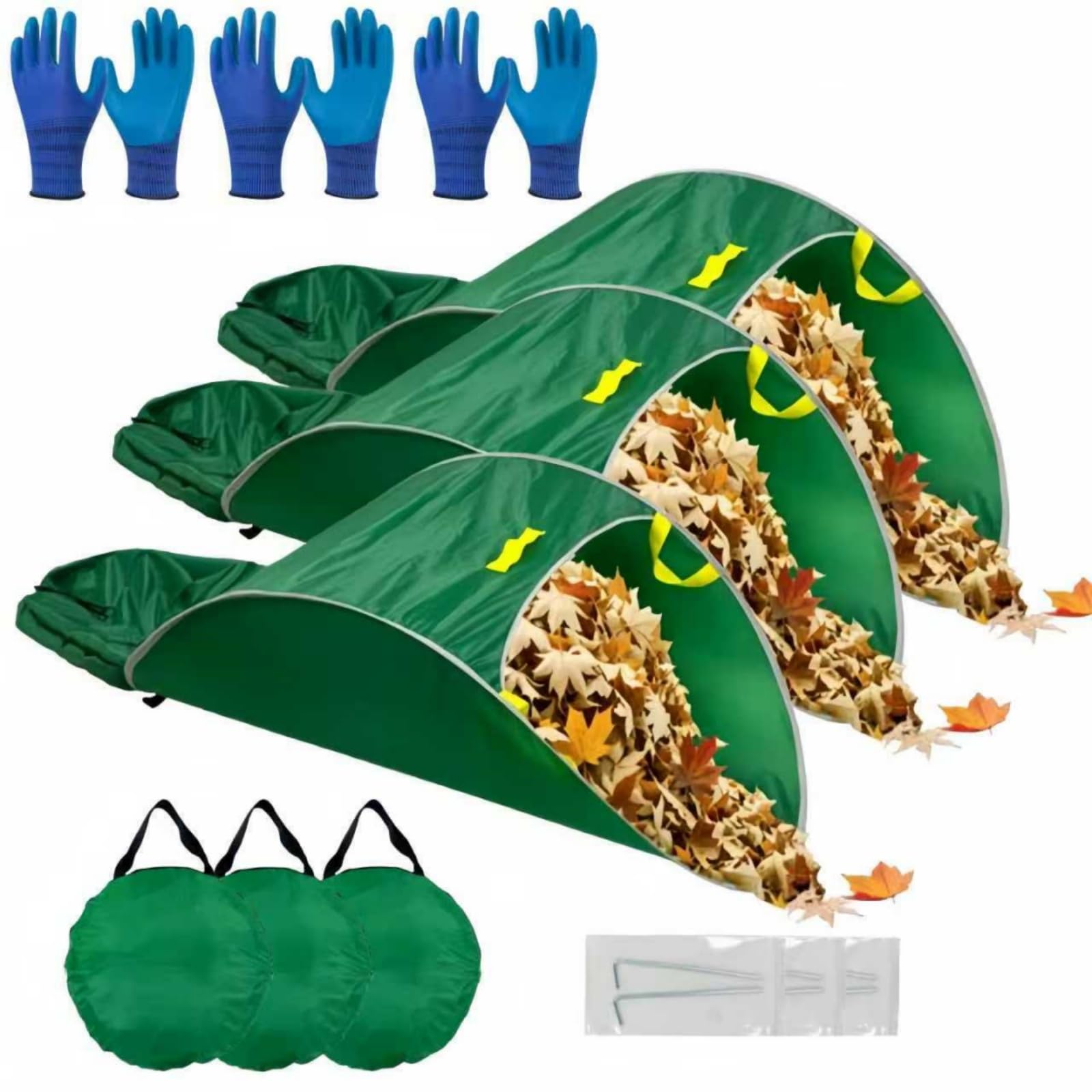 Recogedor de hojas – Recogedor de hojas manual para el jardín, bolsa de recogida de hojas multifuncional | 70 galloniportátil recogedor de residuos de césped y jardín (3)