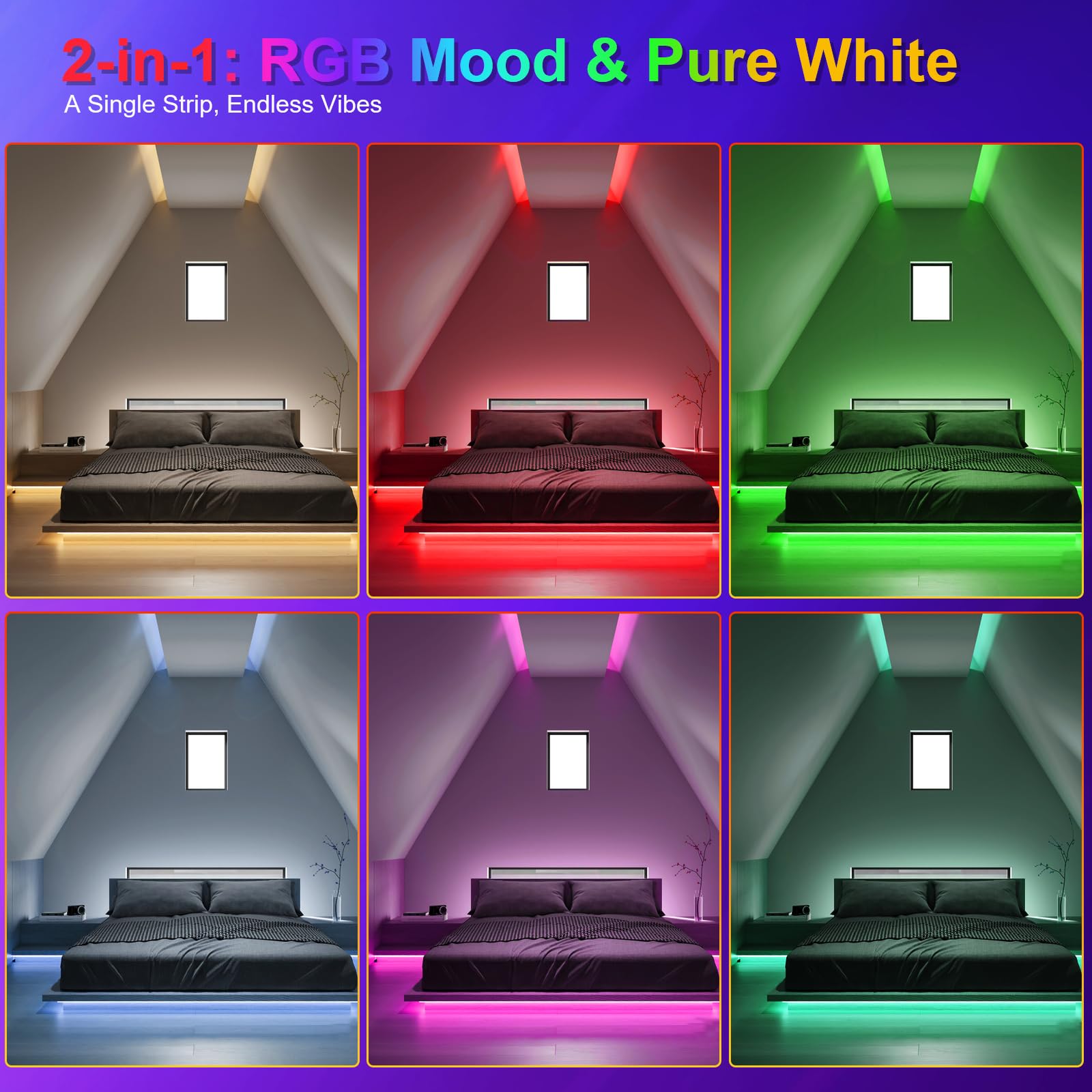 JOYLIT 10M RGBW COB LED Streifen 24V Innen, RGB + 3000K Warmweiß 4-in-1 Farbwechsel Punktfrei 5-PIN LED Band 784 LEDs/m, 19W/m Mehrfarbige Lichtleiste für Schlafzimmer, Party (Nur Lichtstreifen)