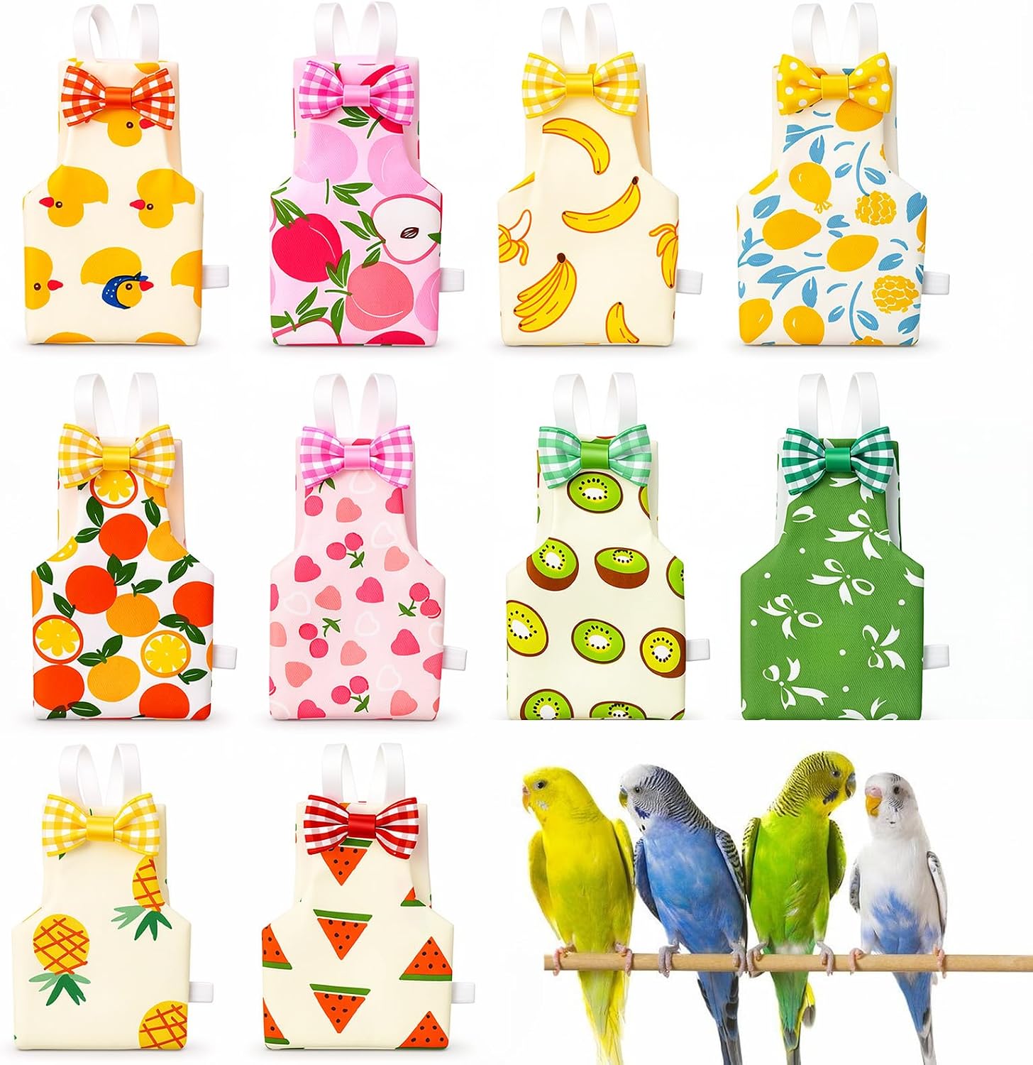 10PCS Bird Diapers, Reusable Parrot Diaper with Waterproof Inner
