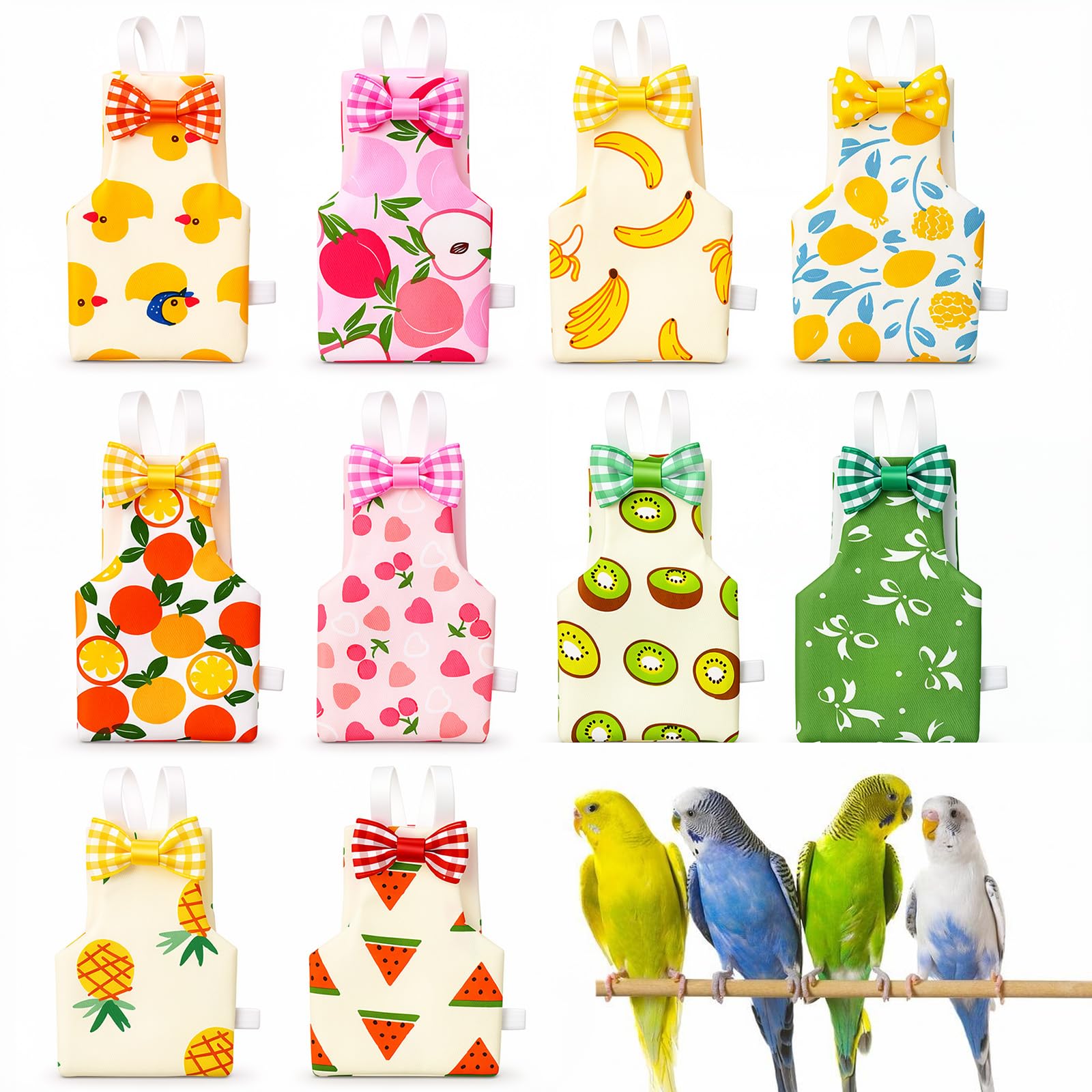 View 1 of 10PCS Bird Diapers, Reusable Parrot Diaper with Waterproof Inner