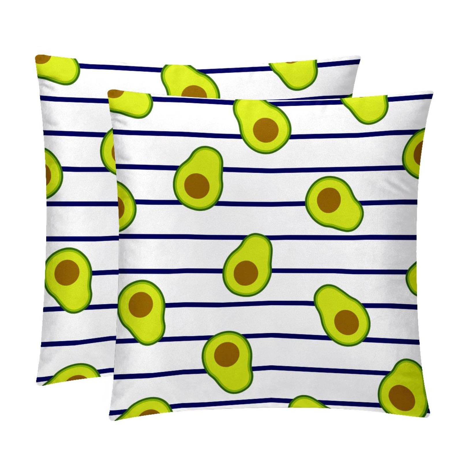 TDGKPZ Avocados Stripes Throw Pillow Covers 2 Pack Cushion Cases Decorative Pillow Cases Home Decor 40x40cm