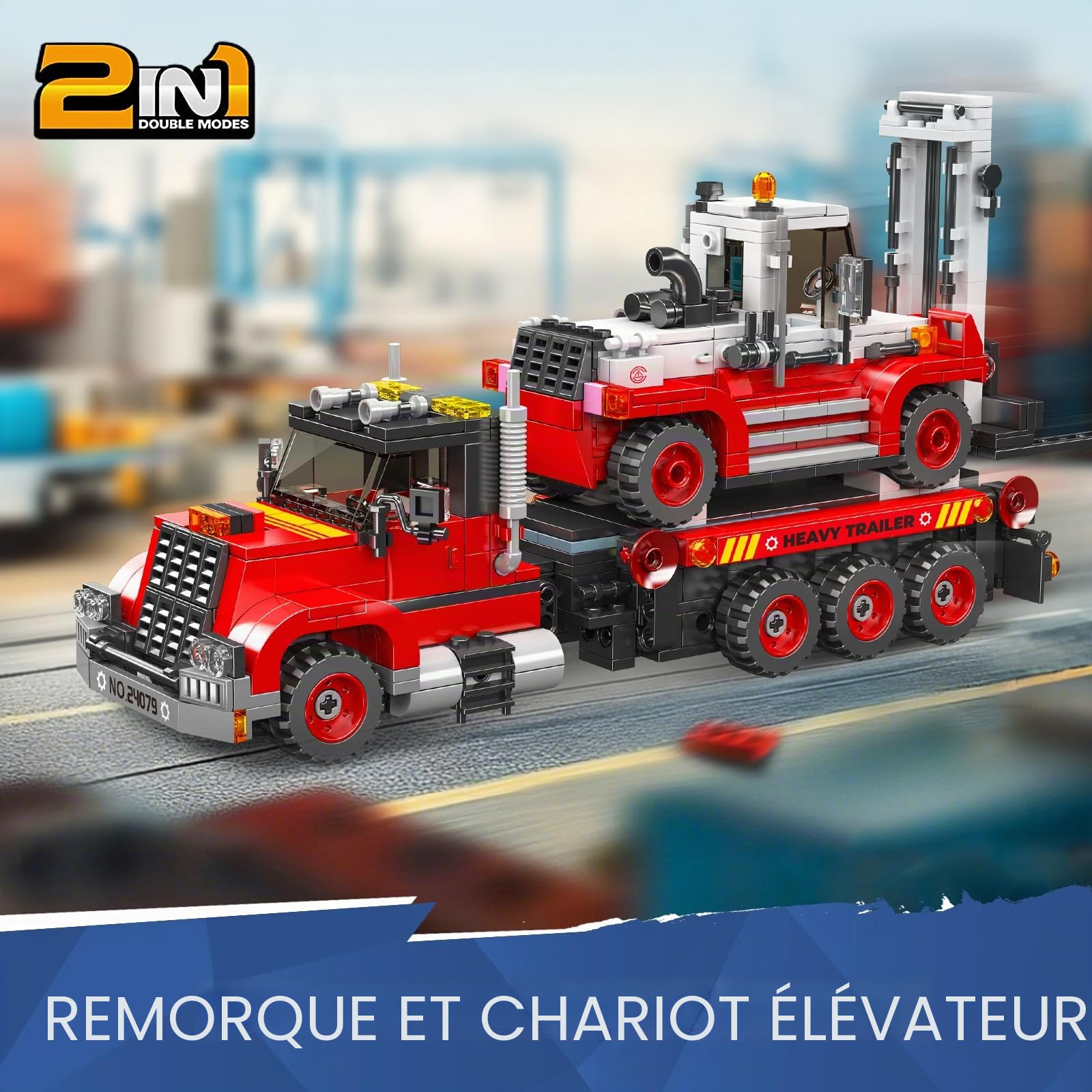 Mould King 24079 Chariot élévateur télécommandé technique 906 pièces Modèle de blocs de construction pour garçons et filles à partir de 8 ans (version statique)