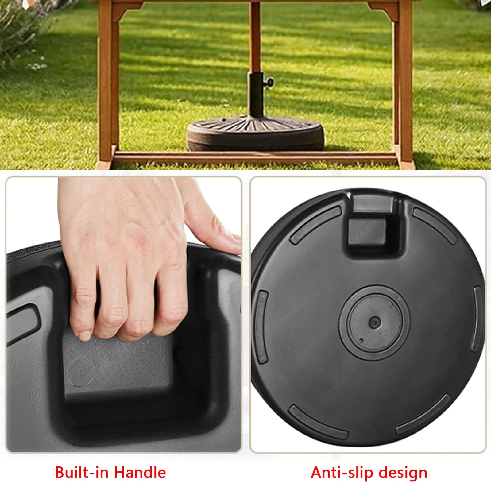 Supporto Base Rotonda, Base For Ombrellone Riempibile, Supporto Esterno | Manopola di regolazione, supporto durevole, for terrazza sul prato e ombrelloni a bordo piscina(Dual knobs)