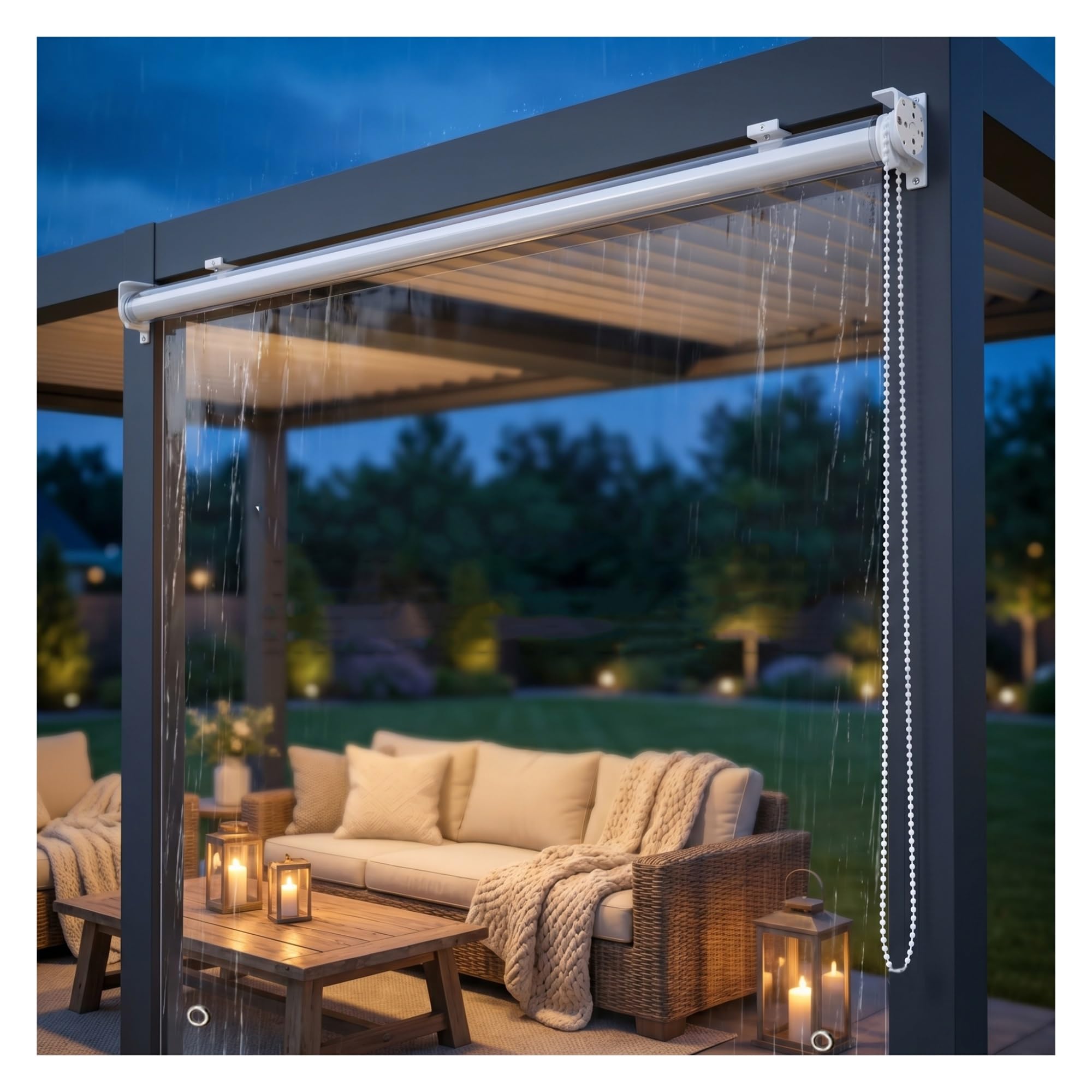 Transparent PVC Roller Shades Blinds, Clear Vinyl Roll Up Shades Waterproof, Plastic Vinyl Window Insulation, with eyelets PVC Window Curtain for Outdoor（Heavy Duty）(W85*H160cm/W33.4*H62.9in)