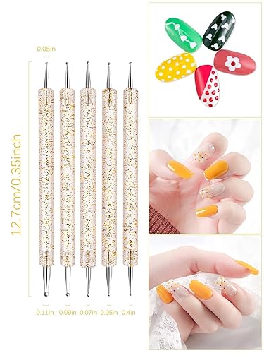 Miniatura 3 de EBANKU - Juego de 33 pinceles acrílicos para uñas, uñas de gel UV, brocha de pintura de flores de uñas de doble extremo, para punteado de uñas,