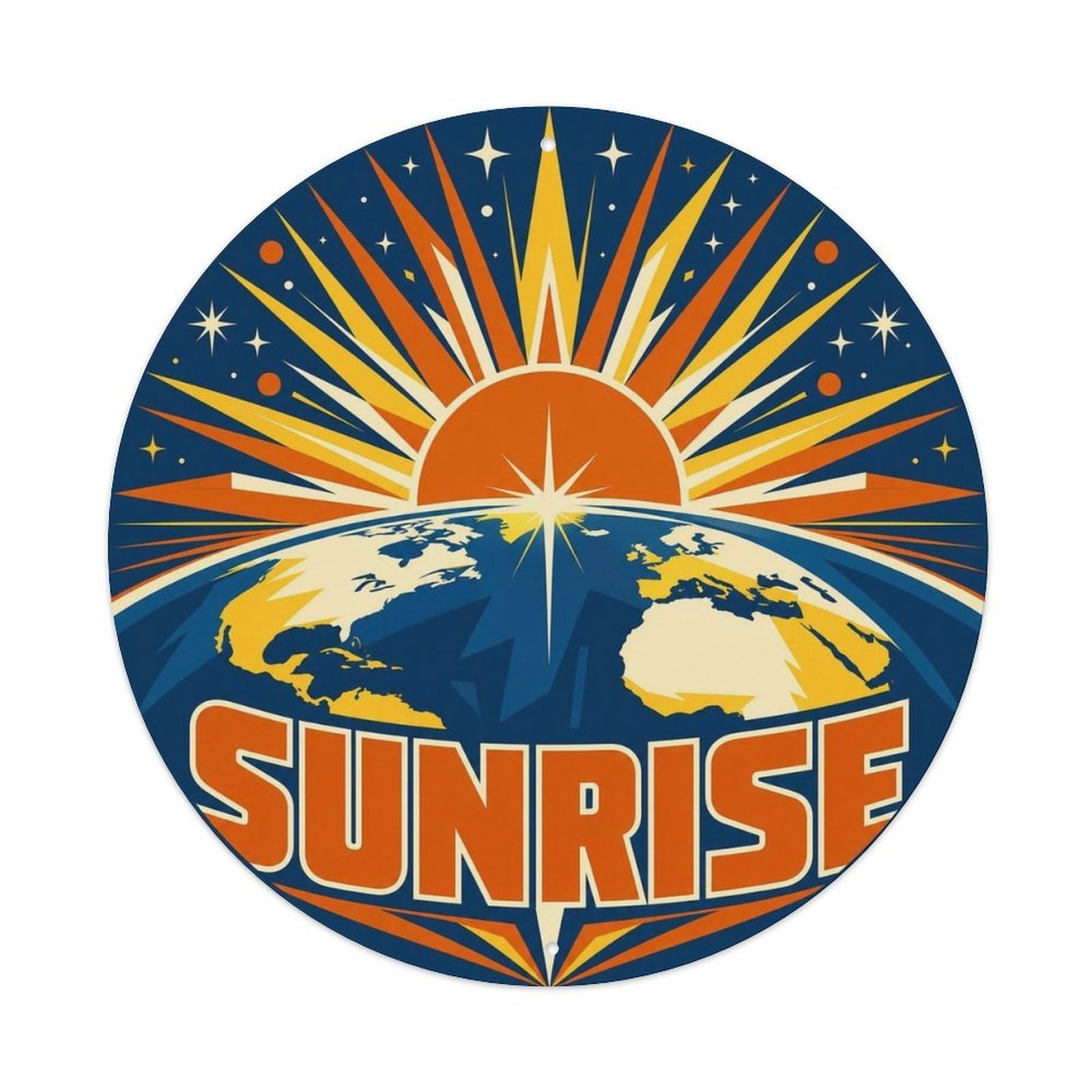 Celestial Vintage Space Earth Sunrise Orbit Metal Tin Sign
