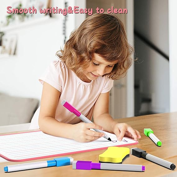 Dry Erase Whiteboard, DumanAsen Double Sided White Board with Dry Erase Pens and Eraser for School, Home, Office, Remote Learning (Black, 30cm*21cm) whiteboard Size: 12x8inch