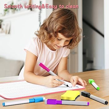 Dry Erase Whiteboard, DumanAsen Double Sided White Board with Dry Erase Pens and Eraser for School, Home, Office, Remote Learning (Black, 30cm*21cm) whiteboard Size: 12x8inch