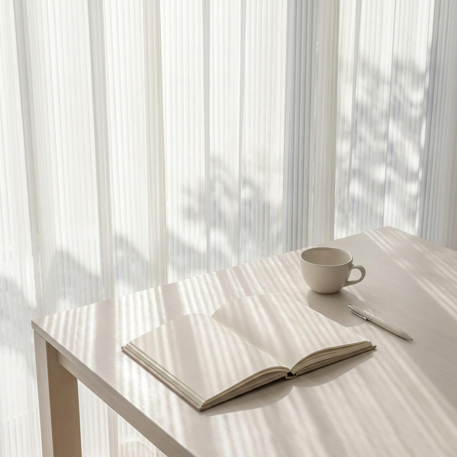 White Semi Sheer Privacy Curtains, Pinstripe Voile, 63inch Drapes