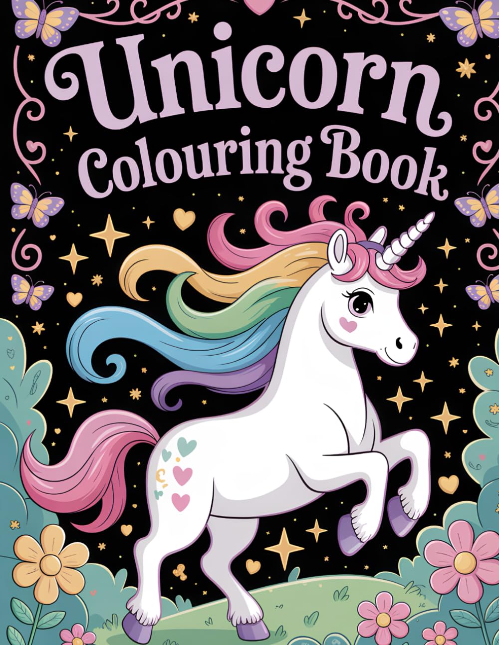 Unicorn Colouring Book, Easy to Hard, (3-6 yr aged)
