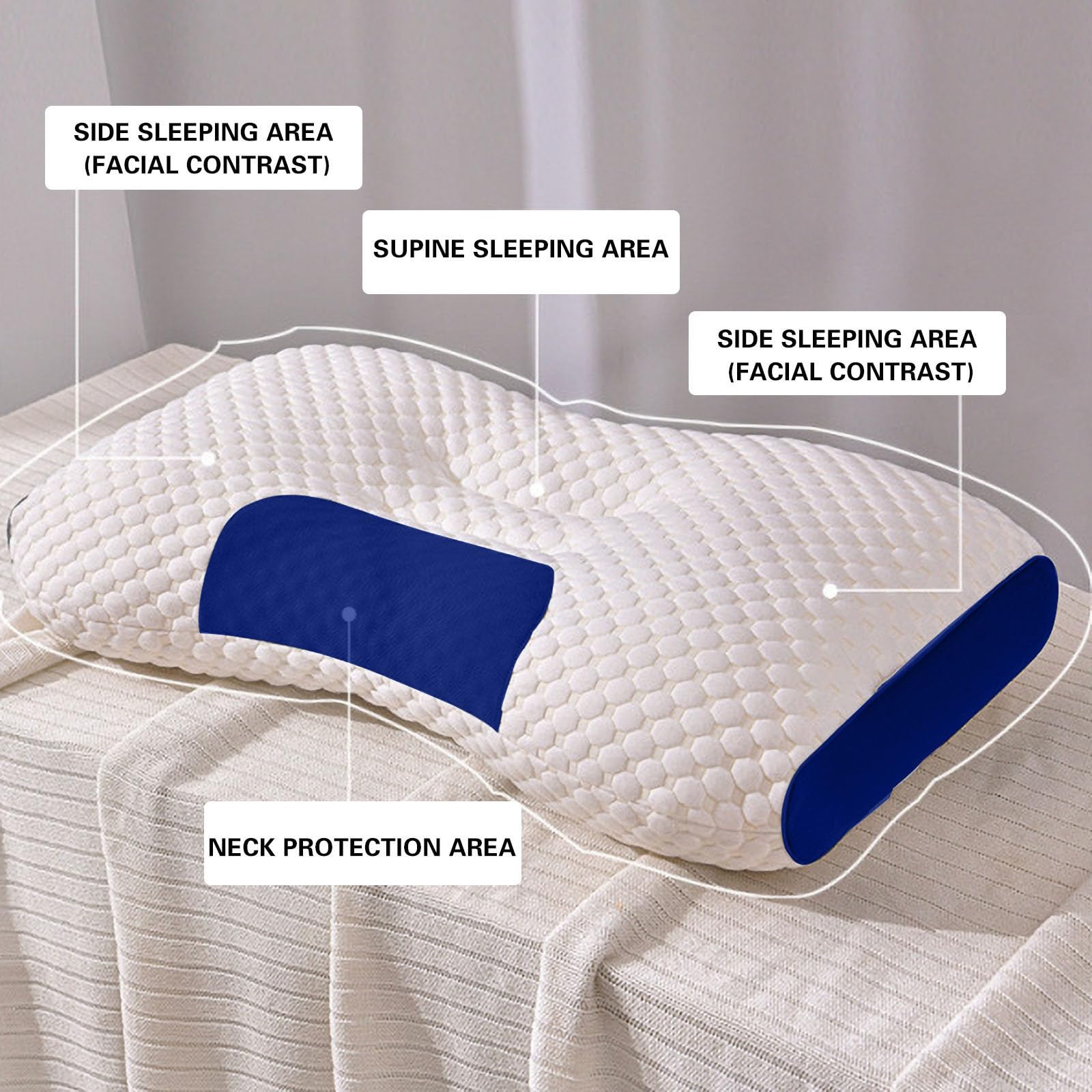 Cuscino per dormire non collassante, morbido cuscino in memory foam per colonna cervicale per adulti e studenti, comodo cuscino per massaggio al collo in cotone lavorato a maglia, 75 x 48 cm (2