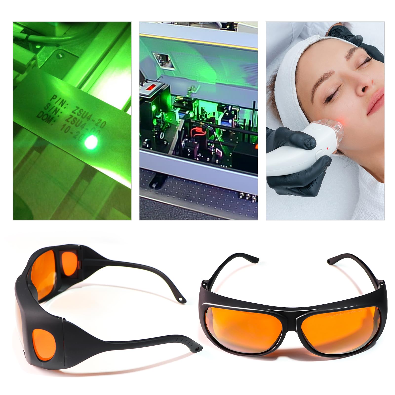 Gafas de Seguridad láser para Grabado Láser OD4+ 190-550nm & 800-1100nm Yag, Blu, Verde y Fibra de Luz UV Gafas de Protección Ocular.