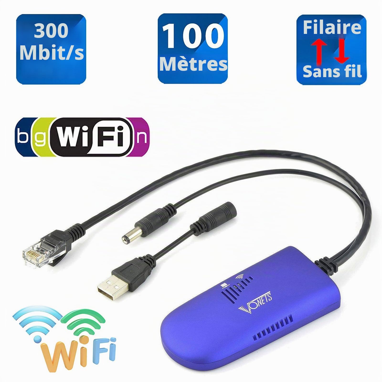 VONETS Pont WiFi Répéteur de Signal 2,4 GHz Adaptateur Ethernet Amplificateur RJ45 pour DVR, Surveillance, Imprimante IP et Périphériques Réseau VAP11G-300 (Deux Articles)