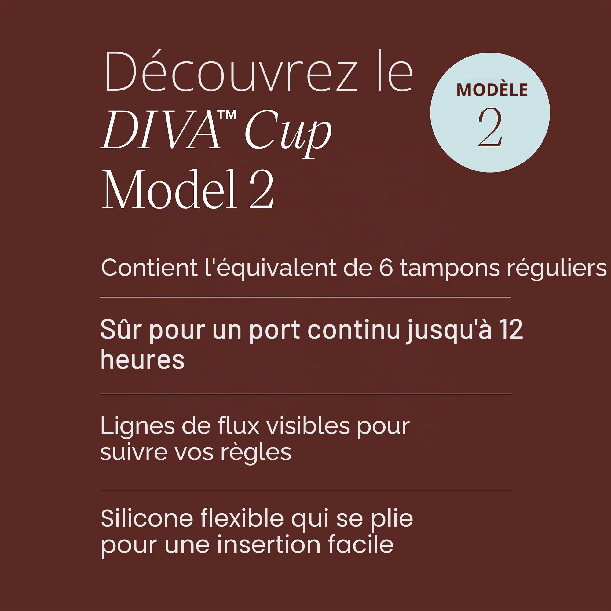 DivaCup Menstrual Cups Modèle 2. 100% Silicone de Qualité Médicale. Alternative Sûre et Sans Fuite aux Serviettes Hygiéniques et aux Tampons.
