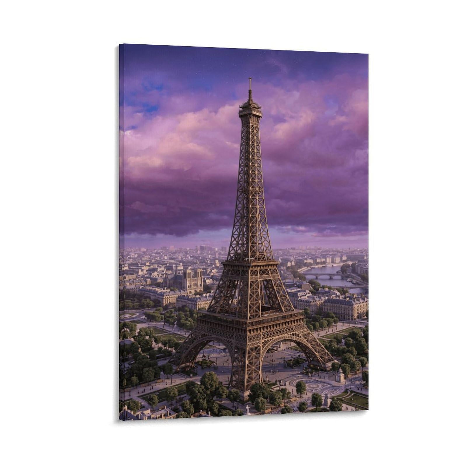 Eiffel Tower Paris Poster Artwork Giclee Canvas Prints Modern Wall Art Picture Wall Hanging for Living Room Home Decorations 08x12inch(20x30cm)