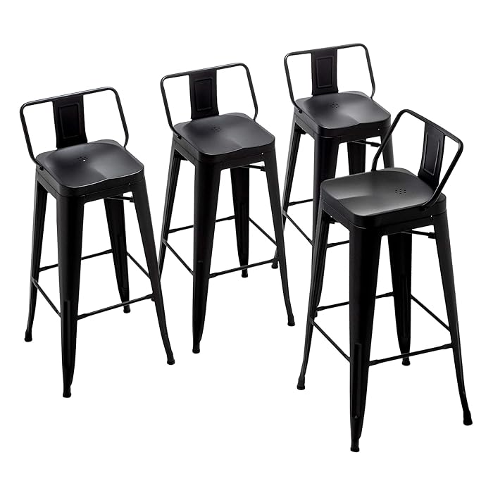 Buy Alunaune 30" Metal Bar Stools Set of 4 Counter Height Barstools Industrial Counter Stool
