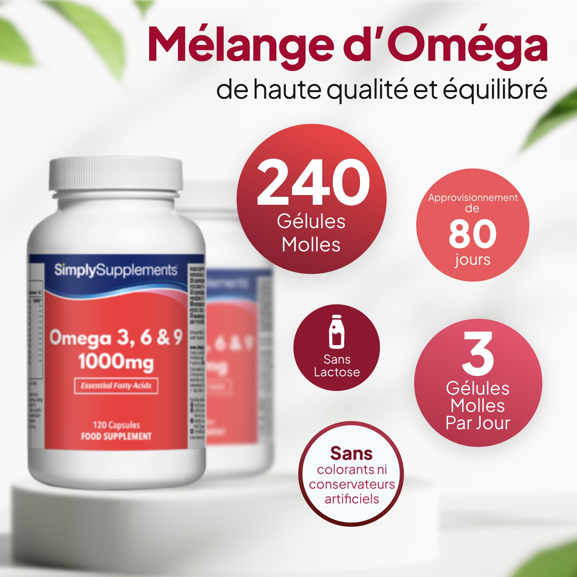 Oméga 3-6-9 1000mg | Huile de Poisson Pure + Lin & Tournesol | Santé du Cœur, Cerveau & Vision | 240 Gélules = 80 Jours | Acides Gras Essentiels | Fabriqué au UK | Qualité Premium & Certifié GMP