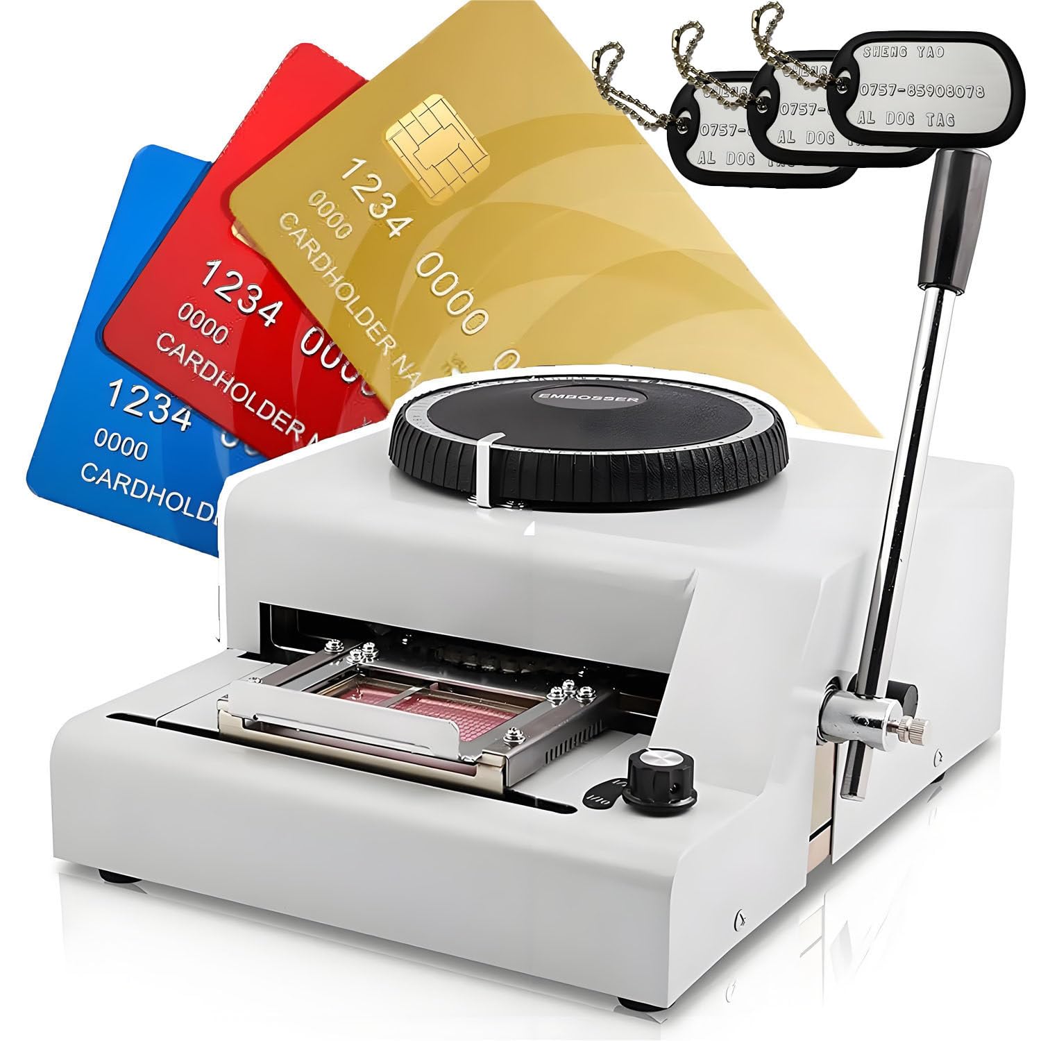 Bybodi Multicolor Dog Tag Coding Embosser Machine,72 Characters Manual Embossing Machine,With 30 Aluminum Dog Tag,Pvc Card Embosser,72 Coded Character Manual Dog Tag Embosser Machine,Pvc Card Embossing Machine
