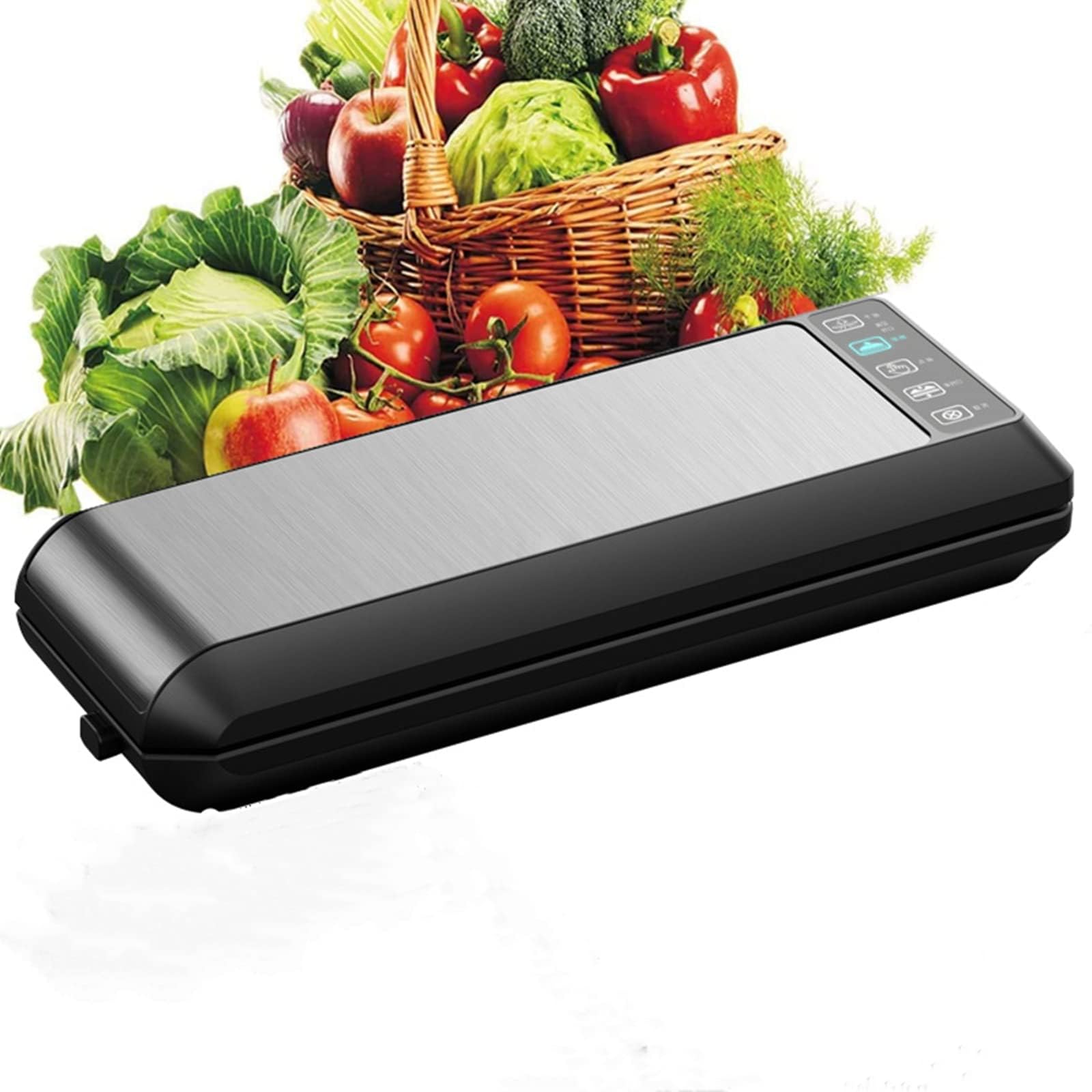 Vacuum Sealer Machine, Automatic Food Sealer for Food Preservation,Starter Kit Vacuum Sealer Bags and Rolls |Dry & Moist Food Modes| Compact Design |Led Indicator Lights|Easy to Clean