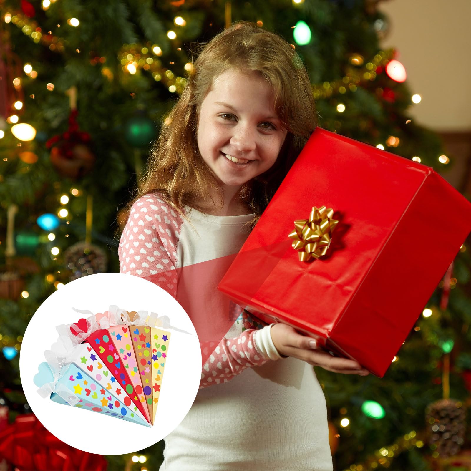 Pack de 32 Petits cônes d'école, Sacs Cadeaux décoratifs, Cornets de Sucre pour travaux manuels