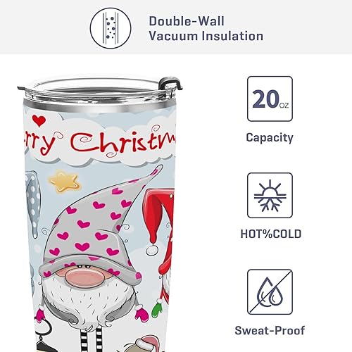 Miniatura 4 de Vaso de gnomos de nieve de Navidad con tapa y pajilla, vaso aislado de acero inoxidable, taza de café de viaje de doble pared, tazas térmicas al