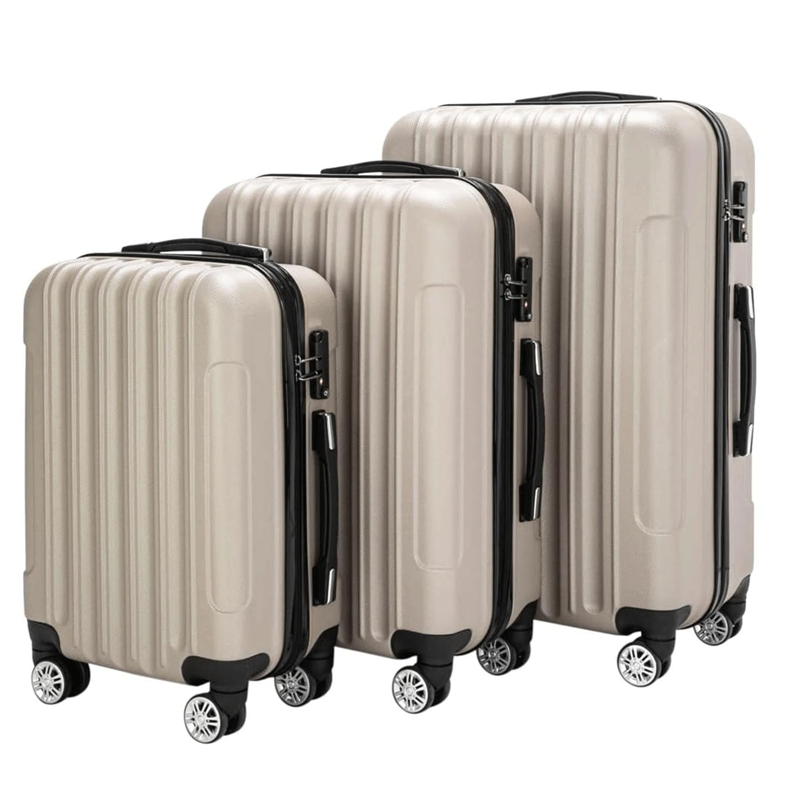 POCHY práctico Maletas de 3 Piezas Equipaje de Mano Maletas de Almacenamiento de Gran Capacidad con Ruedas Equipaje de champán de Moda fácil de Mover