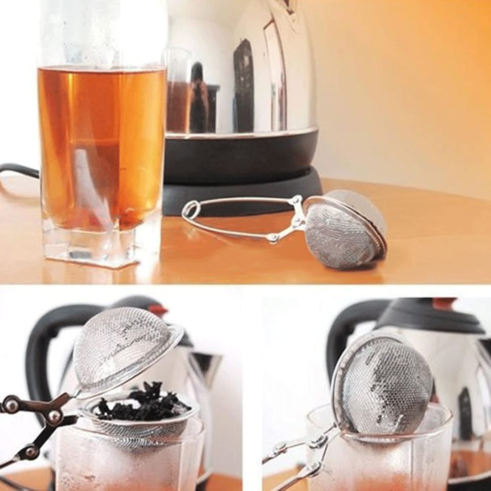 Colador de té de acero inoxidable para hacer té, malla esférica, colador de té, café, vainilla, especias, difusor de mango, bola de té