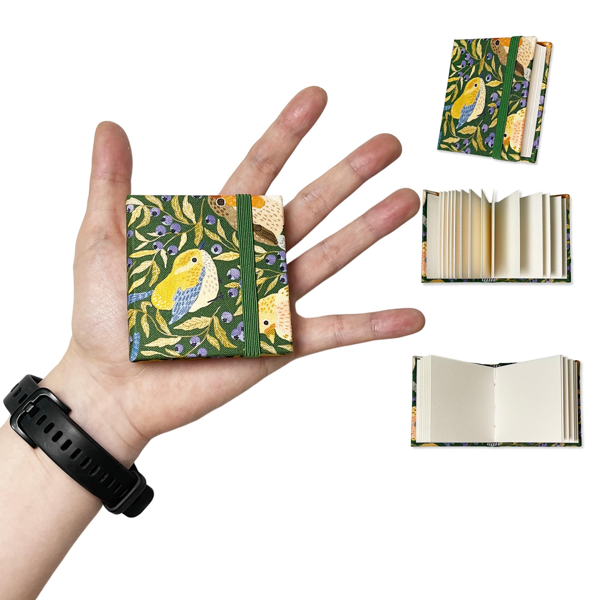 Waveaura Mini Travel Watercolour Sketchbook 6x6 cm Pocket Watercolor Book with Fabric Cover 300gsm 140lb