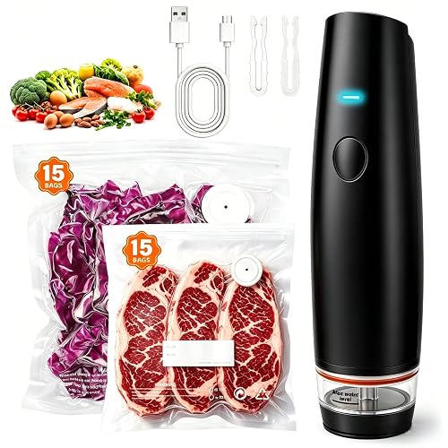 MZROT -80kPa Compact Vacuum Sealer for Food 30 Reusable Bags