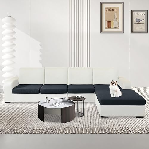 Miniatura 2 de MAXIJIN Fundas de cojín impermeables de 4 piezas para sofá seccional, funda elástica para sofá seccional en forma de L, diván izquierdoderecho con