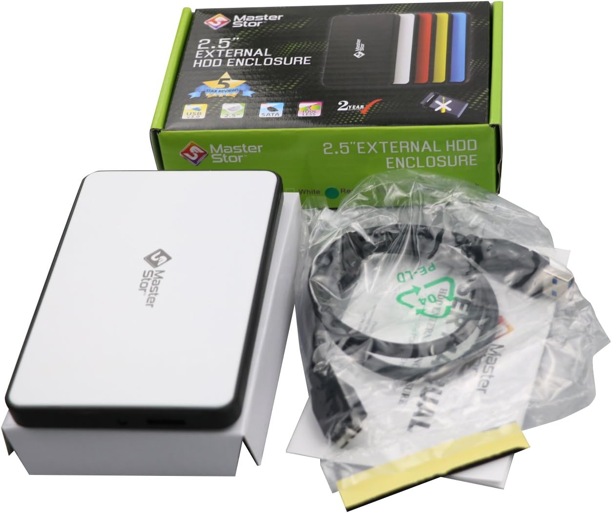 MasterStor Hard Drive 2.5-inch SATA External Hard Disk USB 3.0 Portable External Hard Disk Drive Super-Fast For Mac Laptop And PC Mac Hard Drive white (160GB)