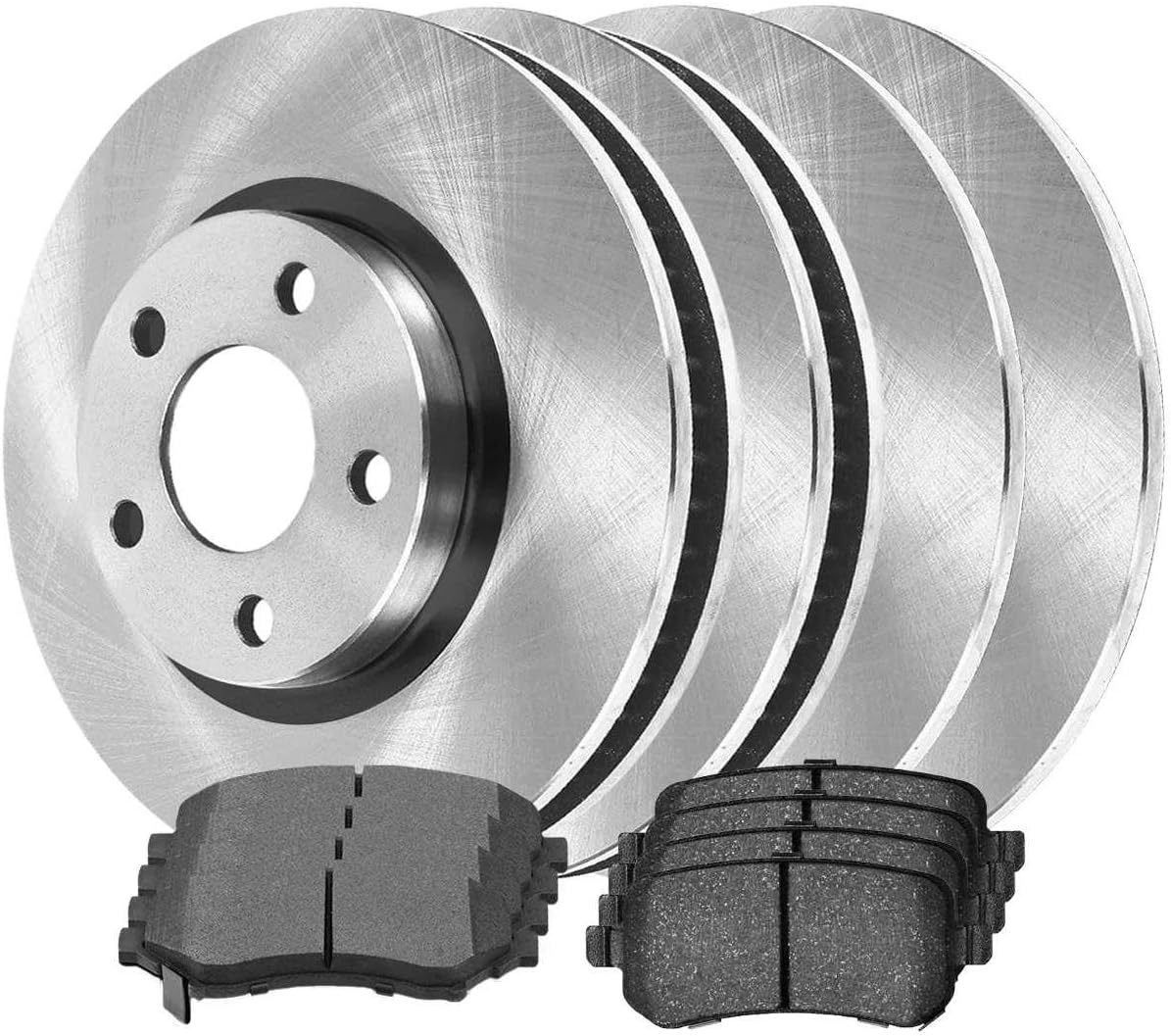 AutoShack Front and Rear Brake Kit Rotors and Ceramic Pads Set of 4