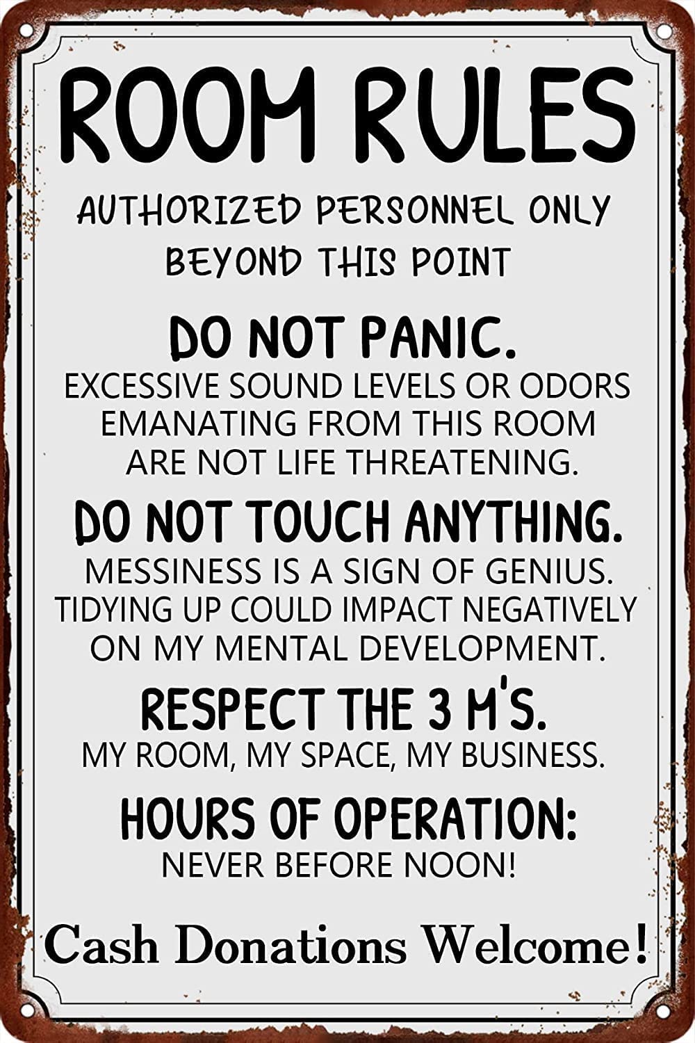 Kwqdozf Tin Sign-4 8X12 Inch Room Rules Vintage Metal Aluminum Tin Sign Door Signs 8X12 Inch