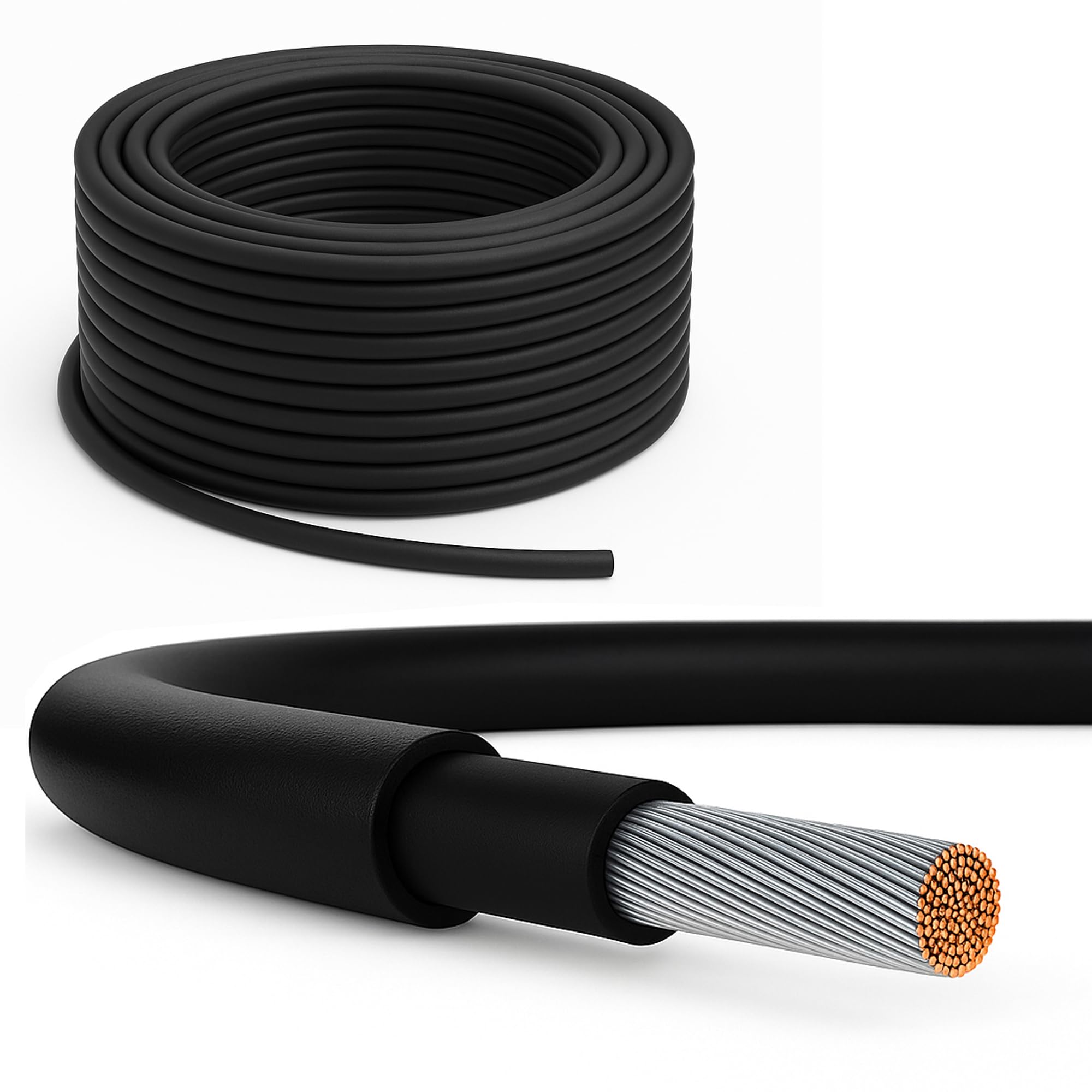 PremiumX H1Z2Z2-K - Cable solar (30 m, 6 mm², 1500 V CC, cobre estañado, resistente a los rayos UV y flexible), color negro