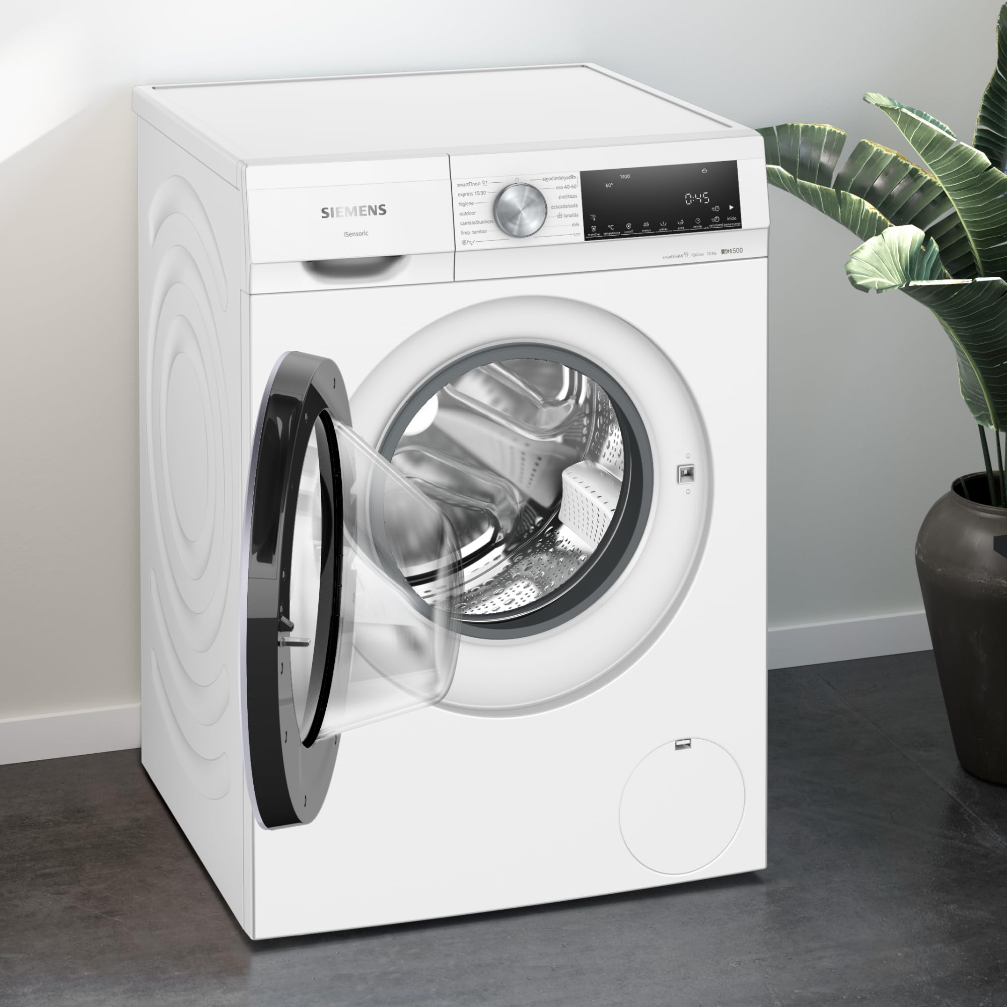 Siemens - Lavadora de carga frontal, 10 kg, iQ500, smartFinish, antiManchas, Blanco, WG54G2Z1ES